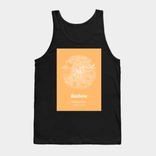 City map in golden yellow: Brisbane, Queensland, Australia with retro vintage flair Tank Top